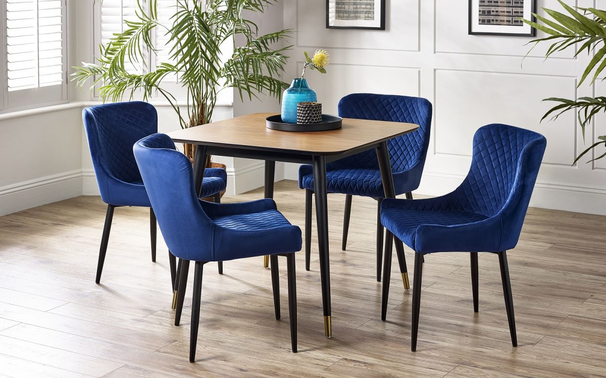 Findlay Square Dining Table Luxe Blue Dining Chairs – IVY