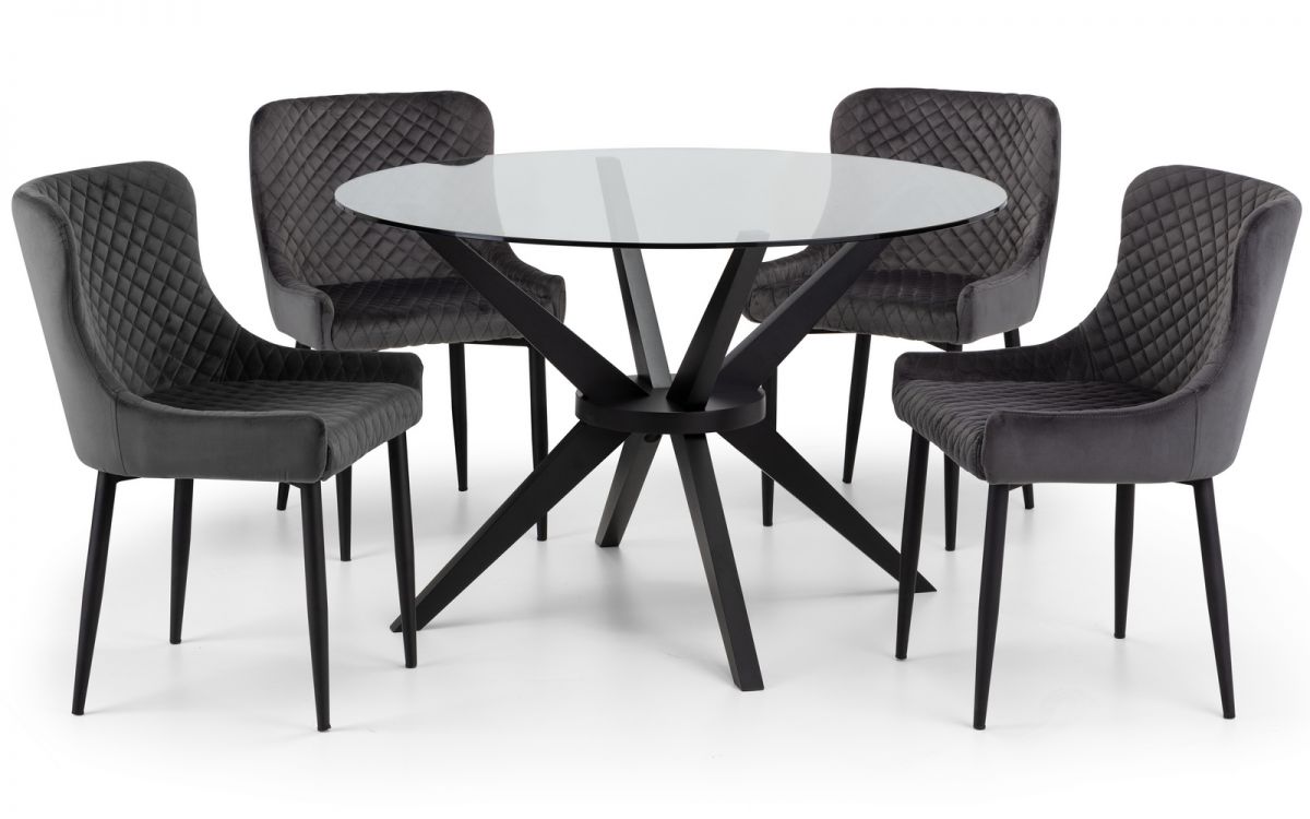 Hayden 120cm Round Dining Table Luxe Grey Chairs – IVY Living