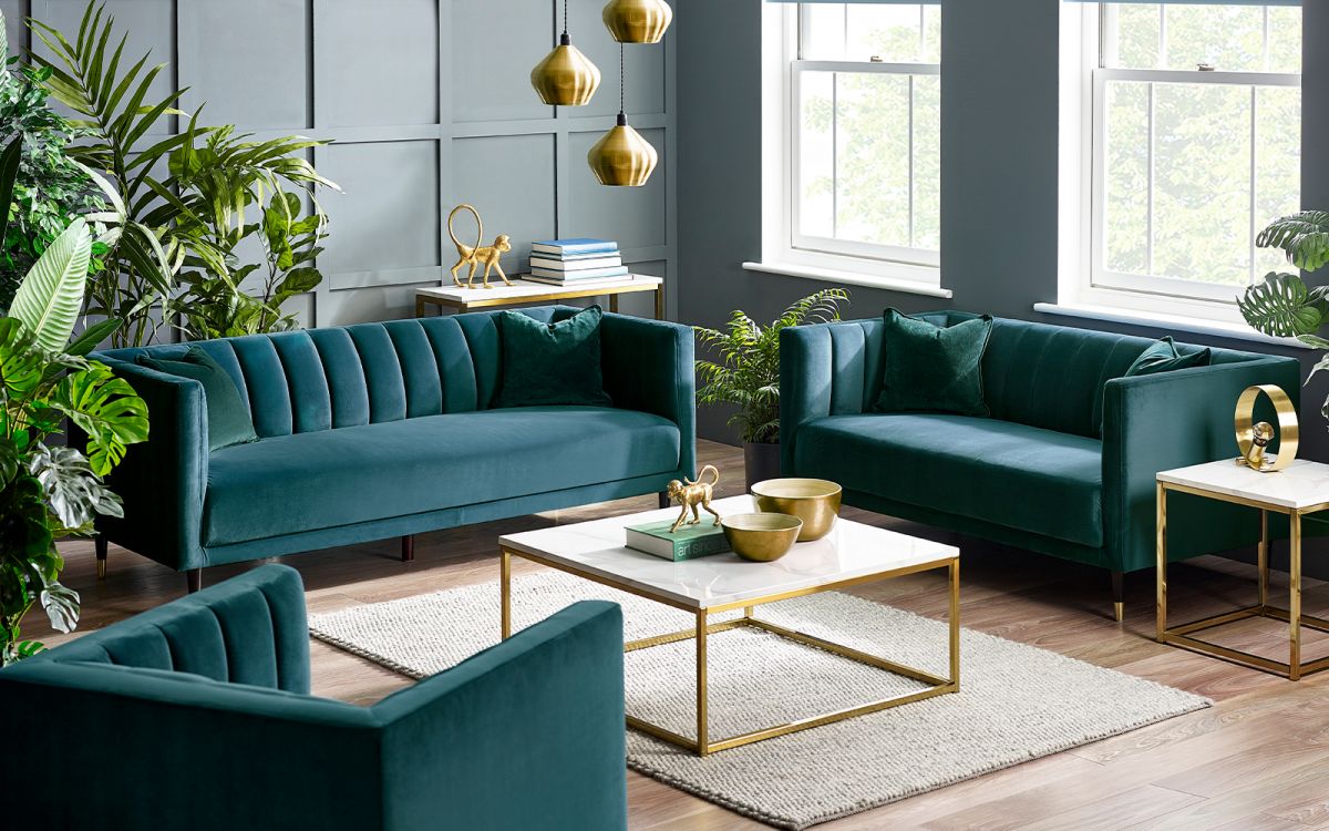 Salma Scalloped Back 2 Seater - Teal