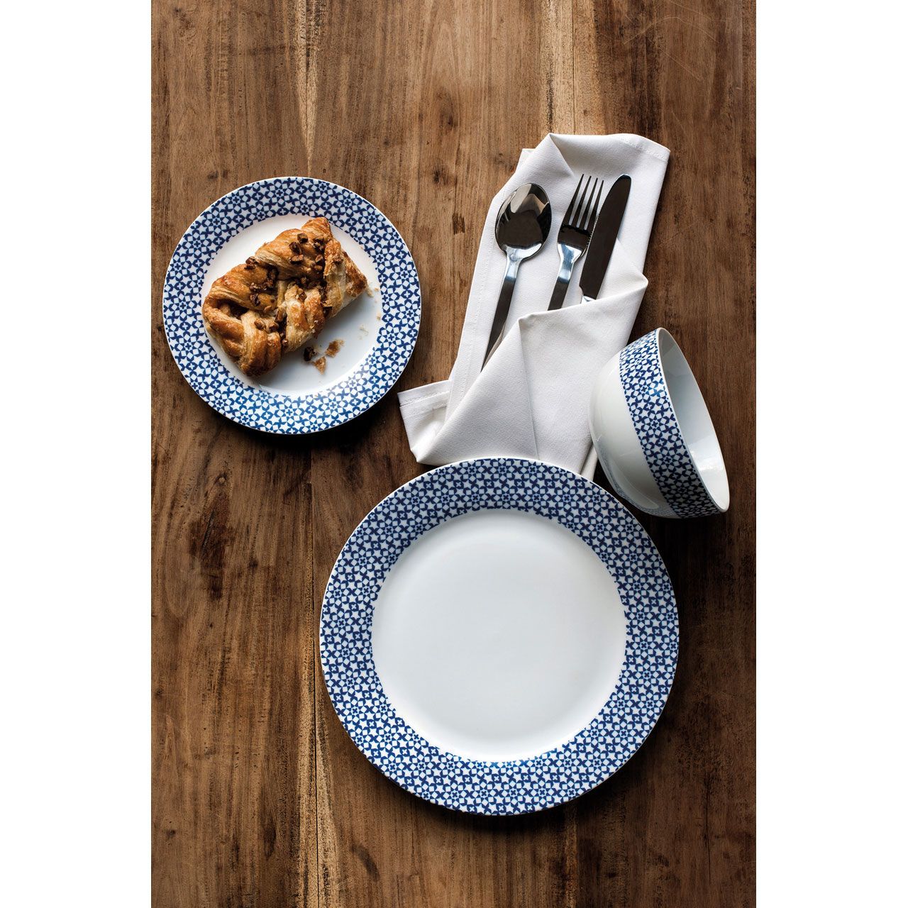12Pc Avie Casablanca Blue Dinner Set