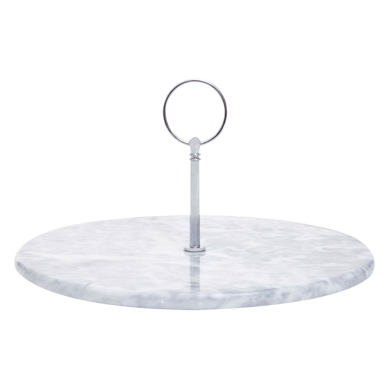 Grey Marble Cake Stand with Chrome Handle