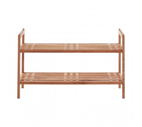 2 Tier Slatted Design Stackable Shoe Rack - Modern Home Interiors