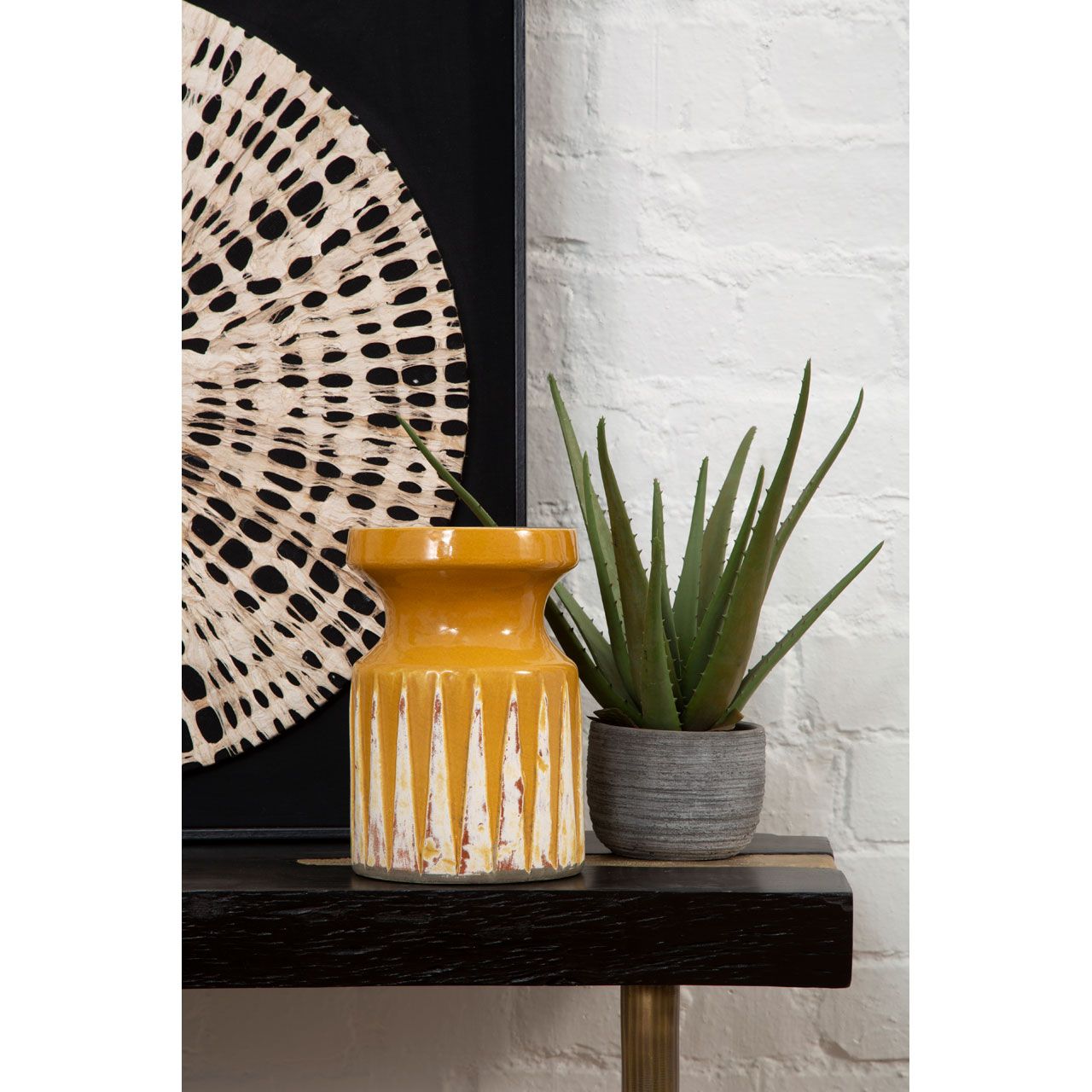 Fiori Large Aloe Vera With Cement Pot