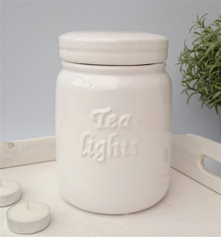 Ceramic Tealights Storage Jar - 3 Colours