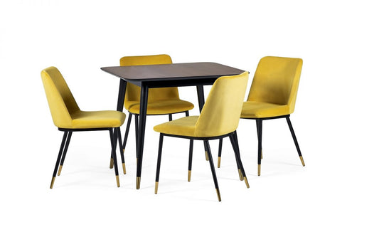 Findlay Square Dining Table & 4 Delaunay Mustard Chairs