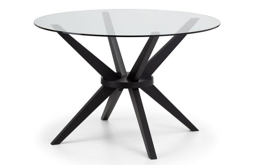 Hayden 120cm Round Dining Table & 4 Luxe Grey Chairs