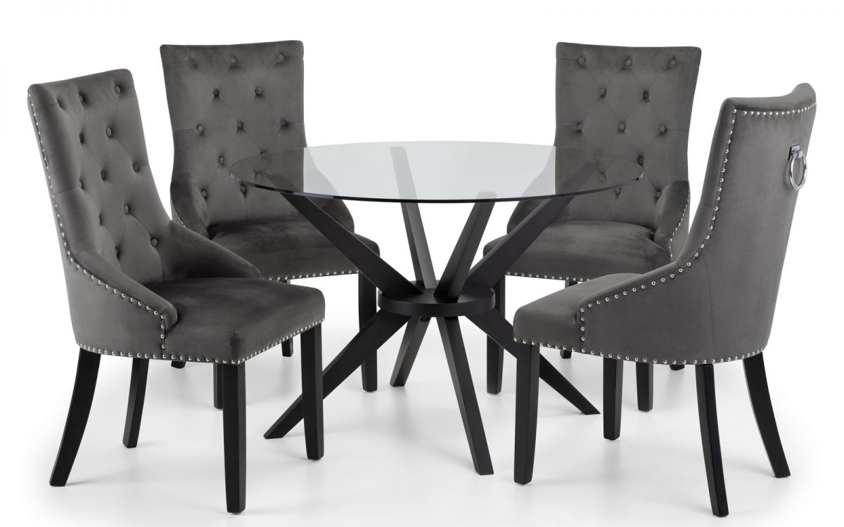 Hayden 120cm Round Dining Table & 4 Veneto Knockerback Chairs