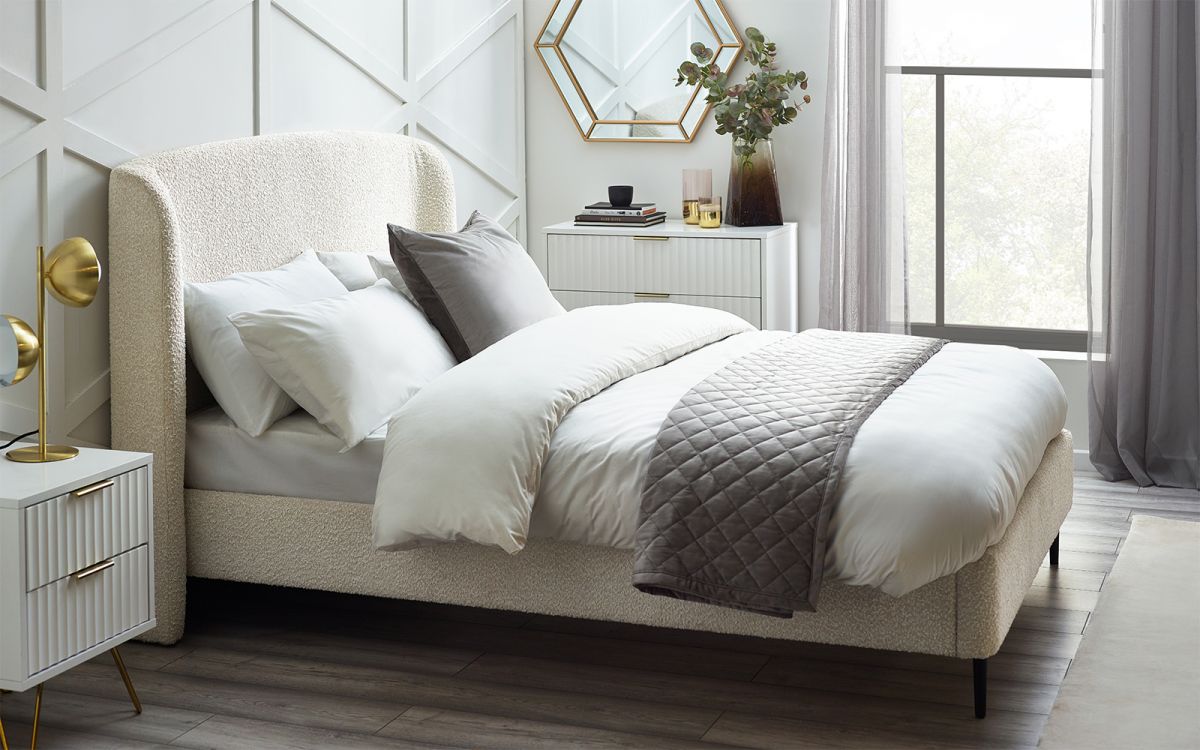 Eden Boucle Bed Ivory - 150cm King Size