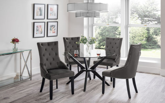 Hayden 120cm Round Dining Table & 4 Veneto Knockerback Chairs