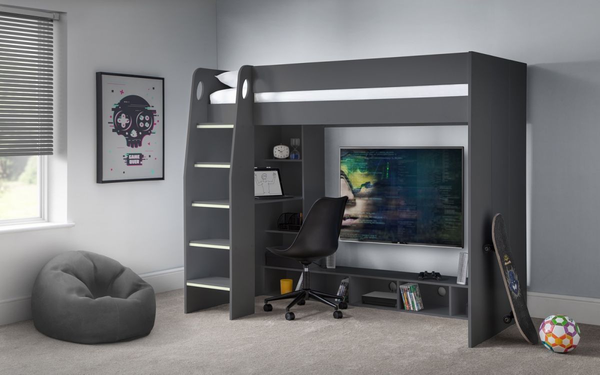 Nebula Gaming Bed with Desk - Anthracite - Modern Home Interiors