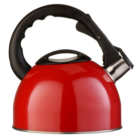 Kitchen Essentials Stainless Steel Red Whistling Kettle - 2.5L