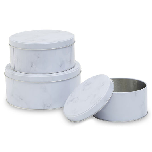 White Marble Effect Storage Tins (Set of 3)