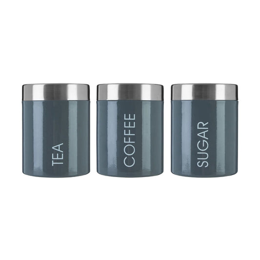 Liberty Grey Enamel Set of 3 Canisters - Modern Home Interiors