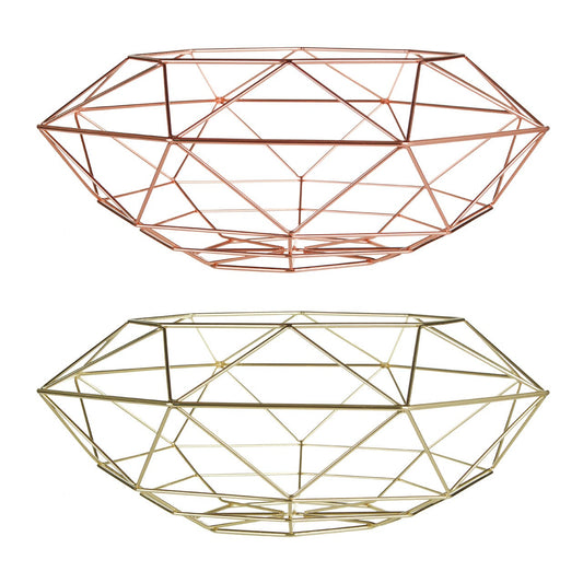 Vertex Gold Finish Wide Fruit Basket - Modern Home Interiors