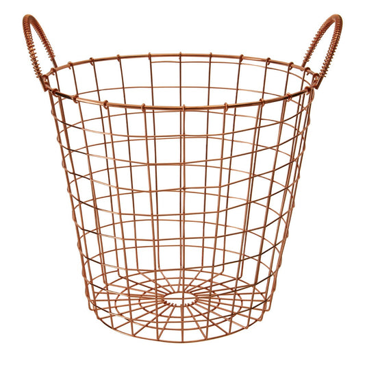 Vertex Cooper Finish Round Wire Basket - Modern Home Interiors