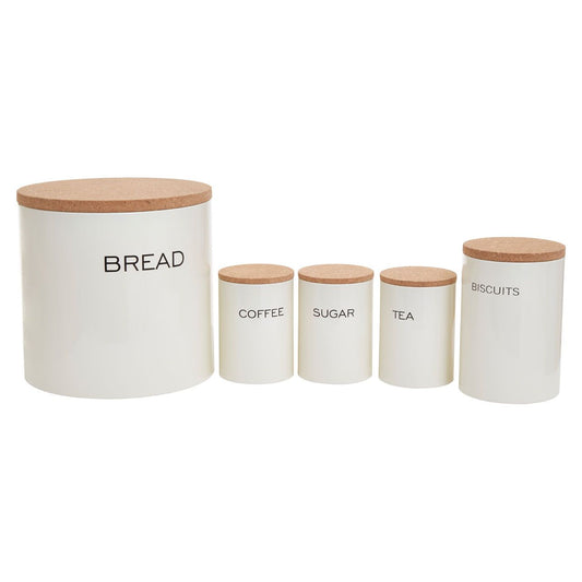 Cream Kitchen Organisation Storage Tin Set - 5 Pc