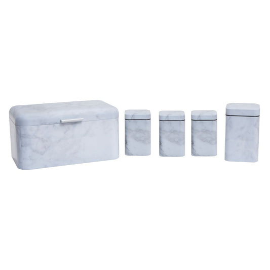 White/Grey Marble Effect Storage Tin Set