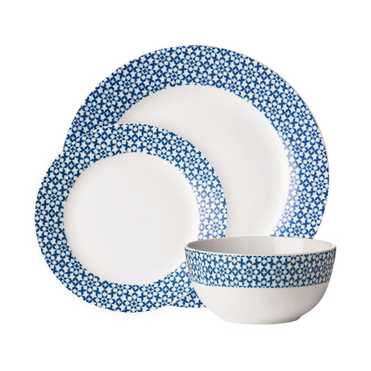 12Pc Avie Casablanca Blue Dinner Set