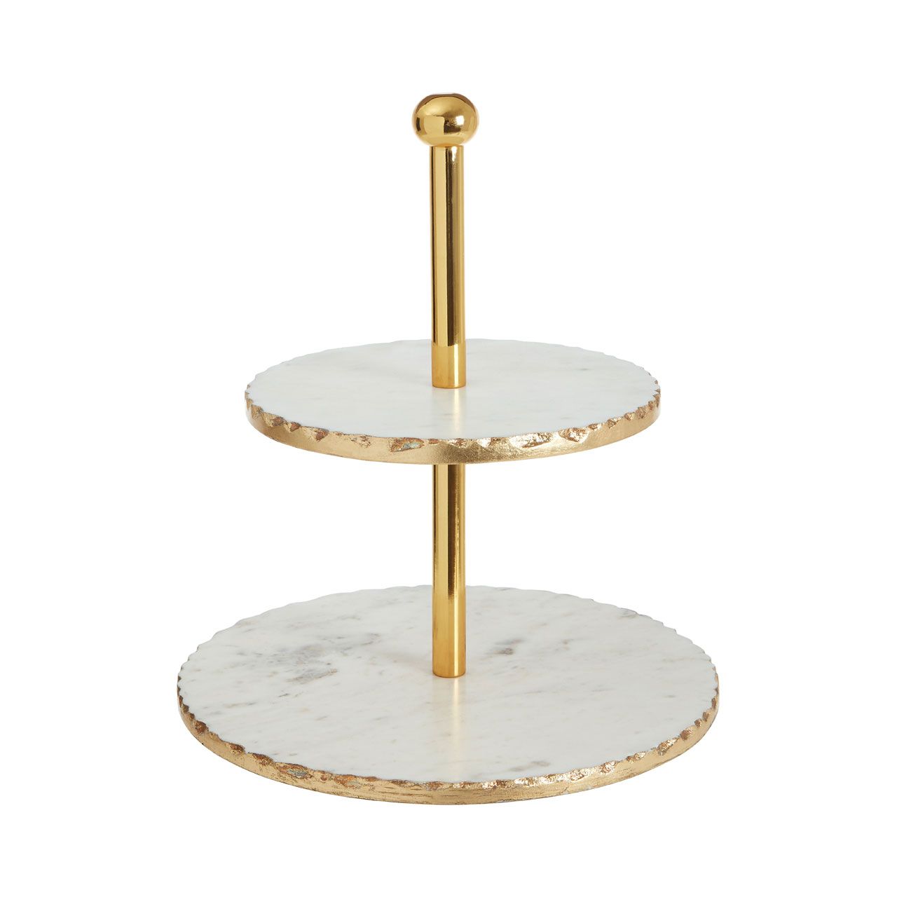 White Marble and Gold Cake Stand with 2 Tiers