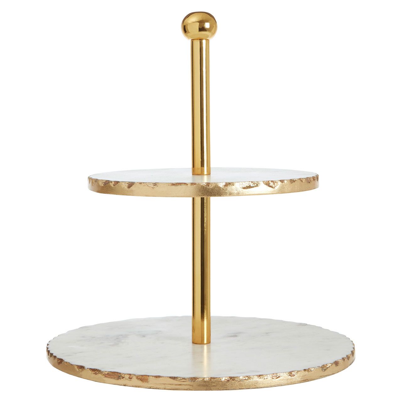 White Marble and Gold Cake Stand with 2 Tiers