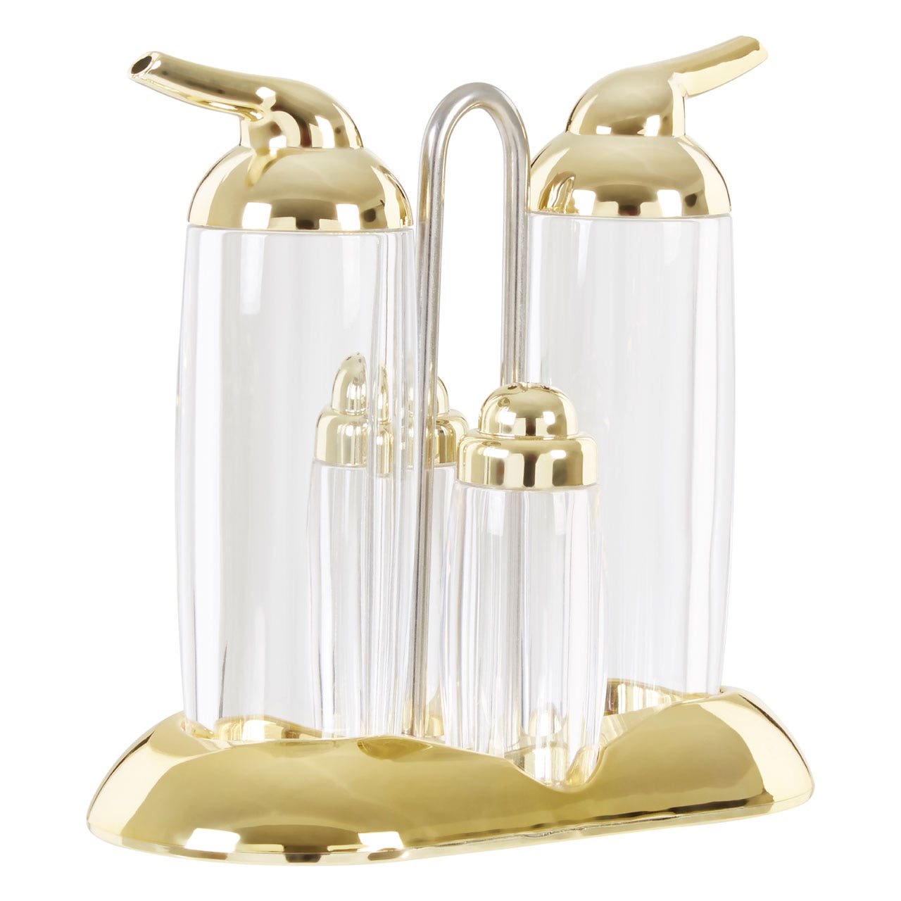 Gozo Transparent and Gold 4Pc Condiments Set - Modern Home Interiors