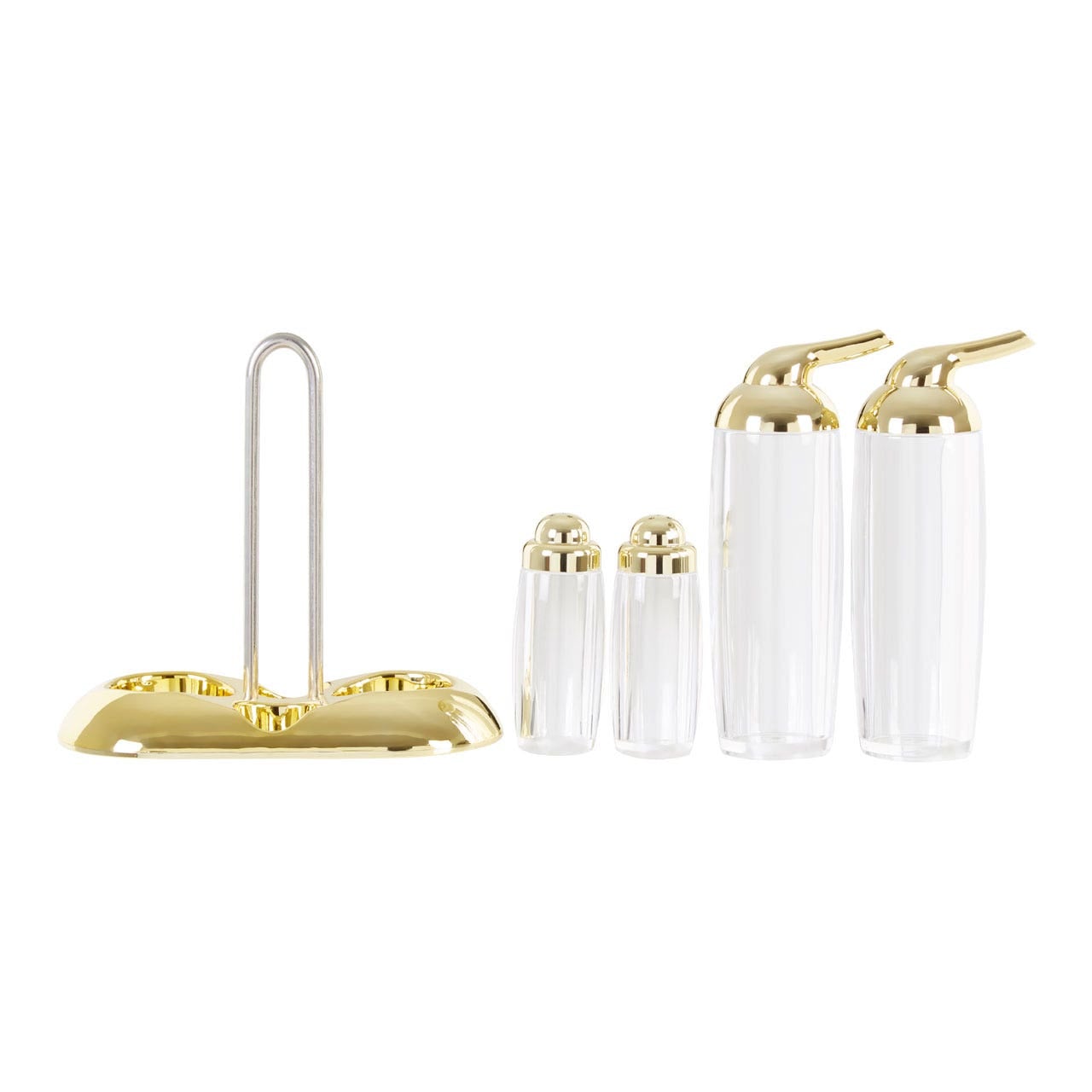 Gozo Transparent and Gold 4Pc Condiments Set - Modern Home Interiors