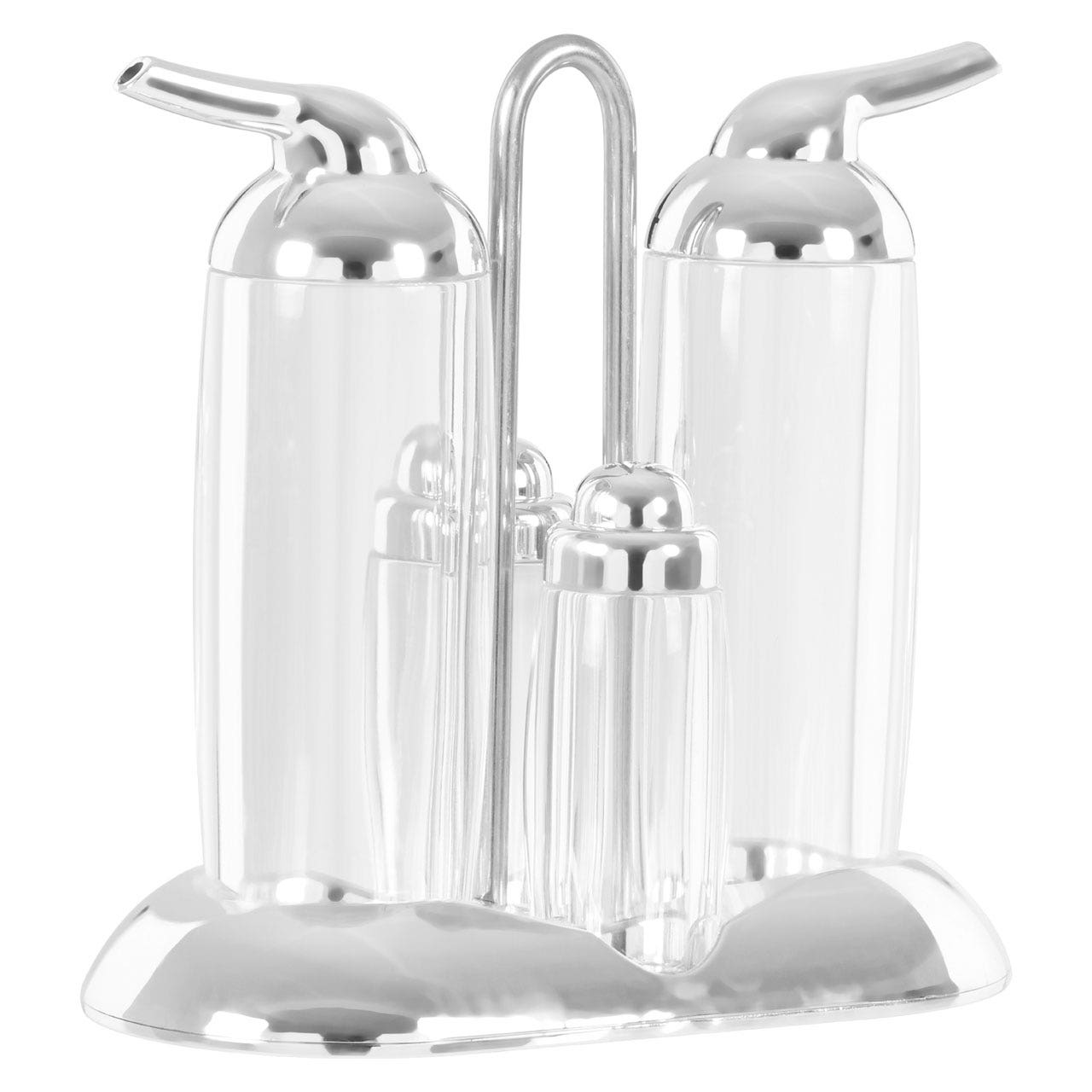 Gozo Transparent and Silver 4Pc Condiments Set - Modern Home Interiors