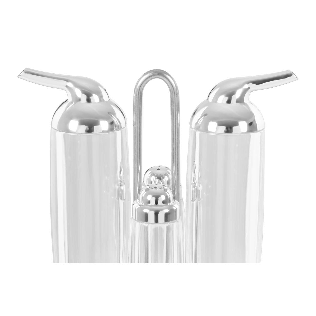 Gozo Transparent and Silver 4Pc Condiments Set - Modern Home Interiors