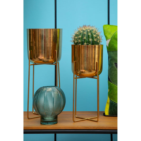 Aliza Floor Standing Planter - Gold