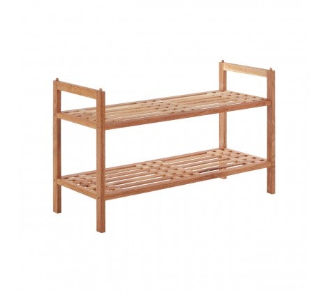2 Tier Slatted Design Stackable Shoe Rack - Modern Home Interiors