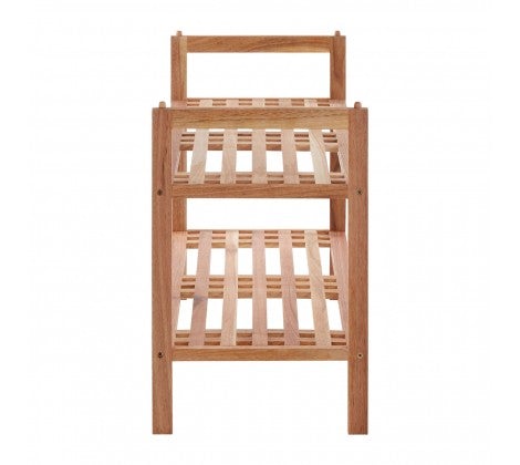 2 Tier Slatted Design Stackable Shoe Rack - Modern Home Interiors