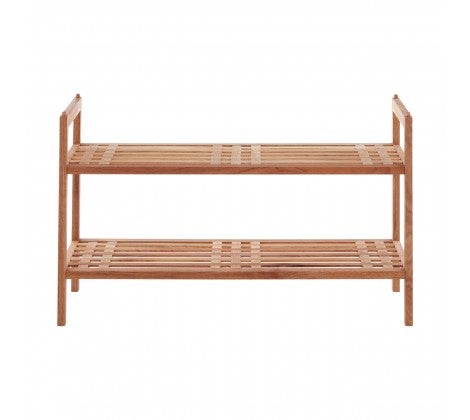 2 Tier Slatted Design Stackable Shoe Rack - Modern Home Interiors