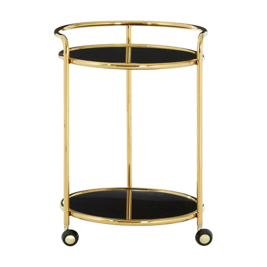 Novo Round Gold Finish Trolley - Modern Home Interiors