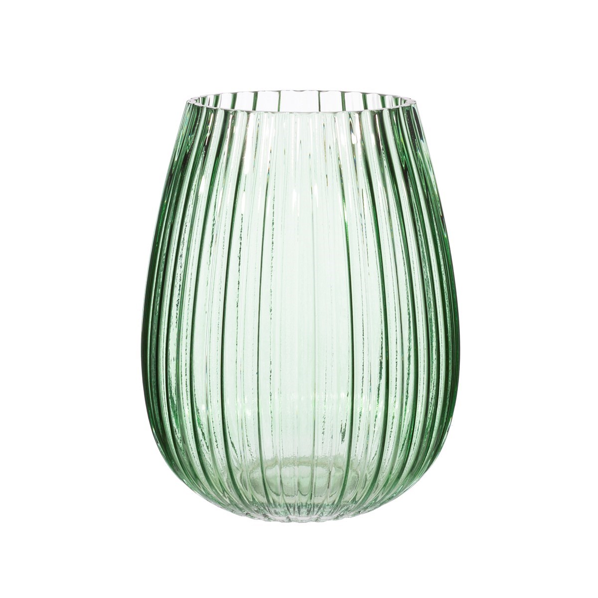 Fluted Glass Vase Green