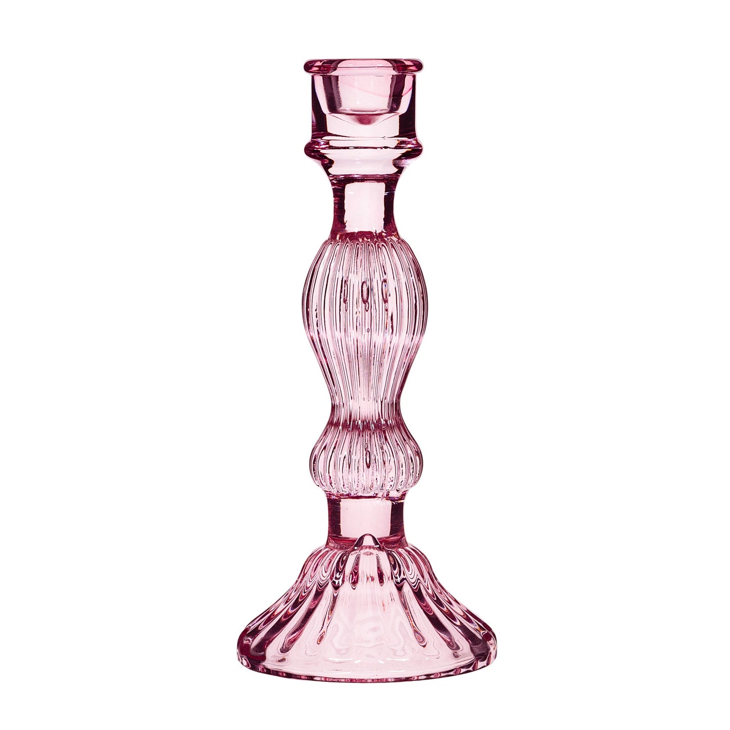 Pink Glass Vintage Candleholder