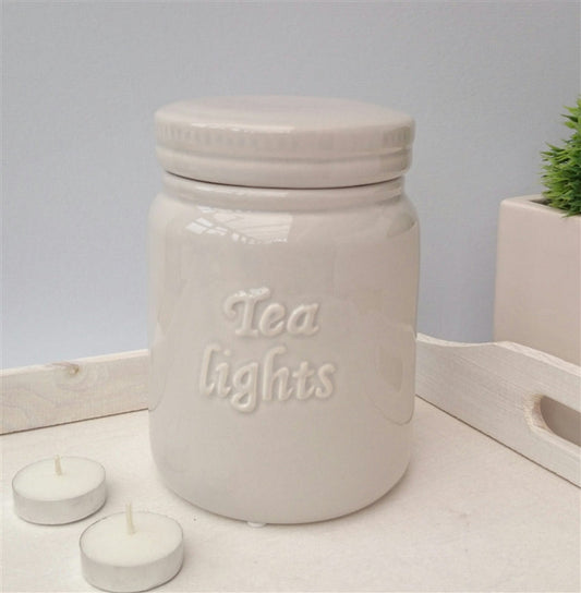 Ceramic Tealights Storage Jar - 3 Colours