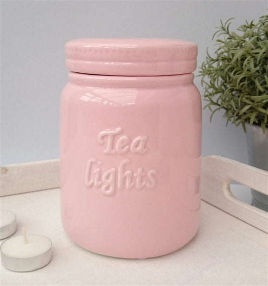 Ceramic Tealights Storage Jar - 3 Colours