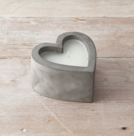 Heart Concrete Candle Grey - 10cm