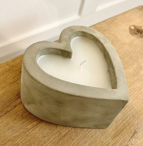 Heart Concrete Candle Grey - 10cm