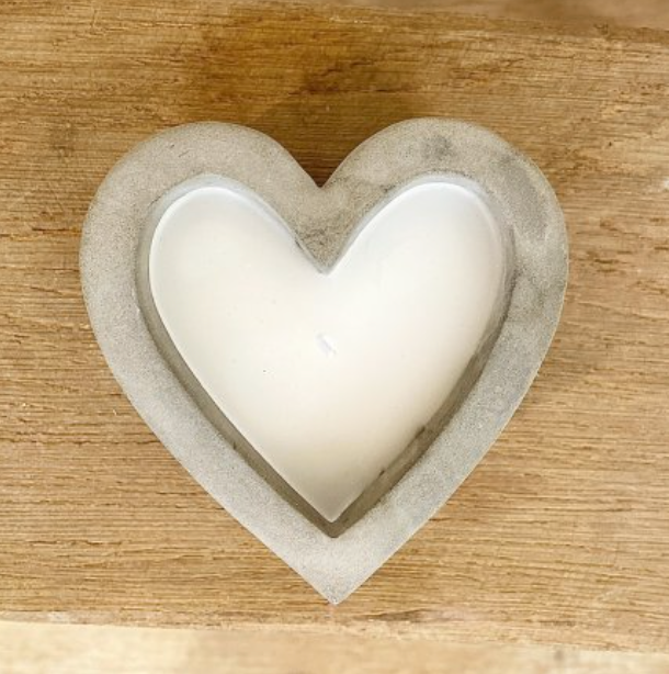 Heart Concrete Candle Grey - 10cm