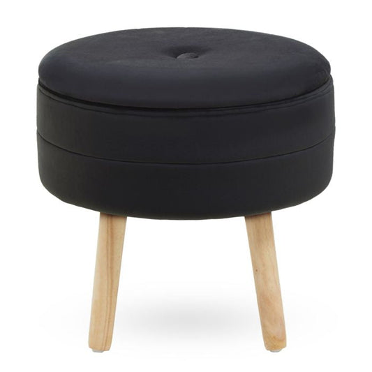 Ivy Velvet Storage Footstool with Rubberwood Legs